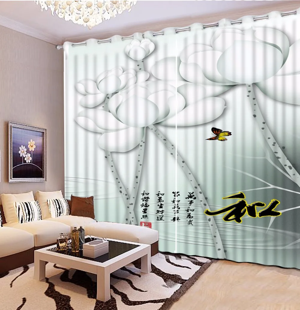 

High Quality 3D Curtains Embossed flowering branches Living room Curtain For The Bathroom Window Curtain