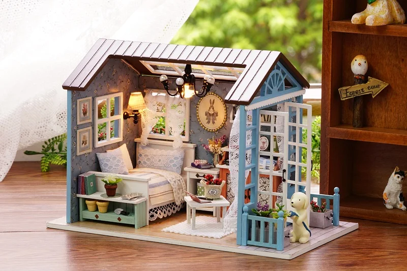Кукольный домик ручной работы миниатюрный кукольный домик Модель деревянная игрушка мебель дом ручной работы для кукол игрушки романтический подарок на день рождения для детей