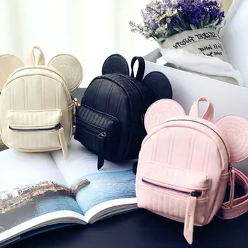 

New Mickey girl Cartoon Mickey Backpack Sweet Fashion wild Women Backpack Bag PU Leather Big Ears Small Mini Travel Shouder Bag