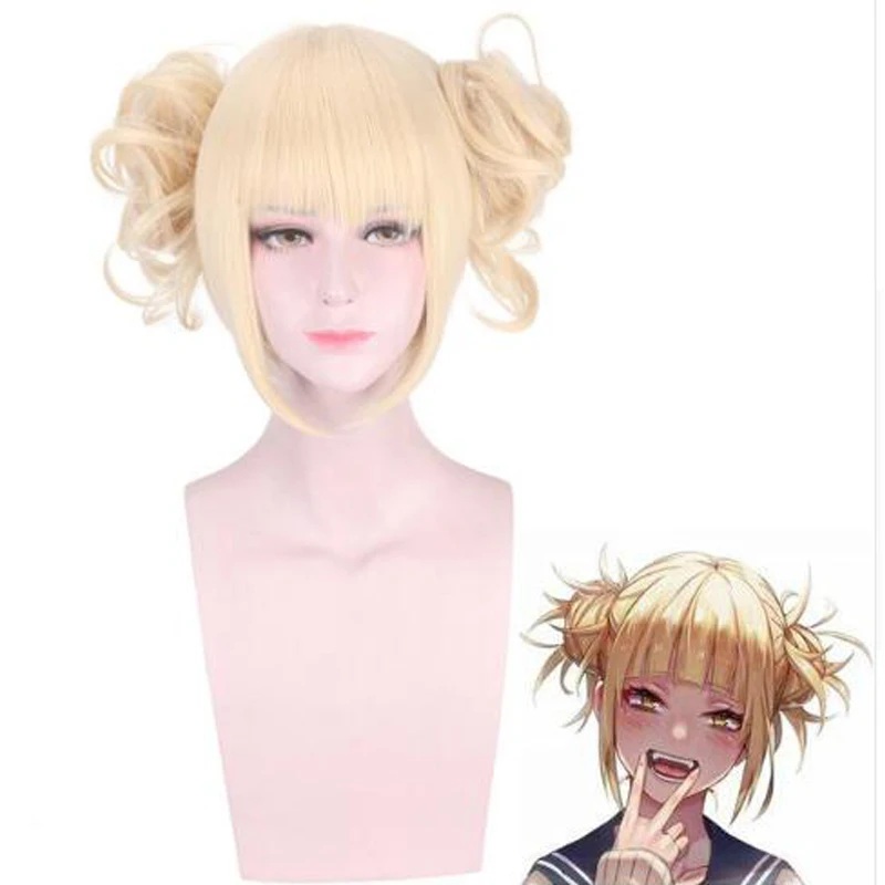 

Boku no Hero Academia Cross My Body Wig Cosplay Costume My Hero Academia Himiko Toga Synthetic Hair Party Role Play Wigs + Cap