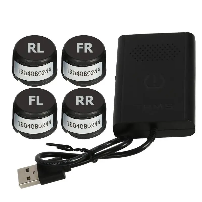 USB автомобильный TPMS система контроля давления в шинах с 4 внешними датчиками Голосовая сигнализация монитор шин для Android навигации