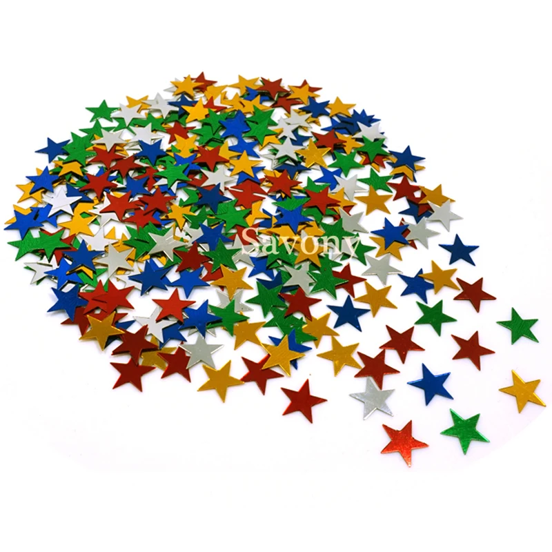 

500pcs/pack 10mm Silver stars sequins Stardust Metallic Multicolor Star Happy New Year table decoration scatters party decor