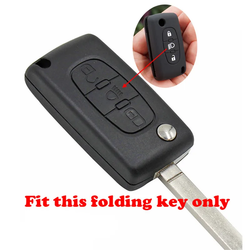 Key Case Key Case Cover Car Key Shell Silicone Rubber Car Key Cover Case Protect For Citroen C2 C4 C5 Picasso Xsara C6 C8 Folding 3 Button Key Accessories