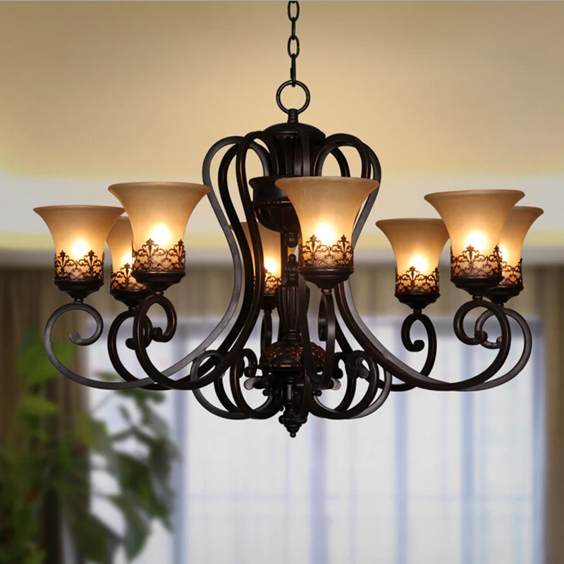 Retro Vintage Chandeliers 8 Lights Black Painting Resin ...