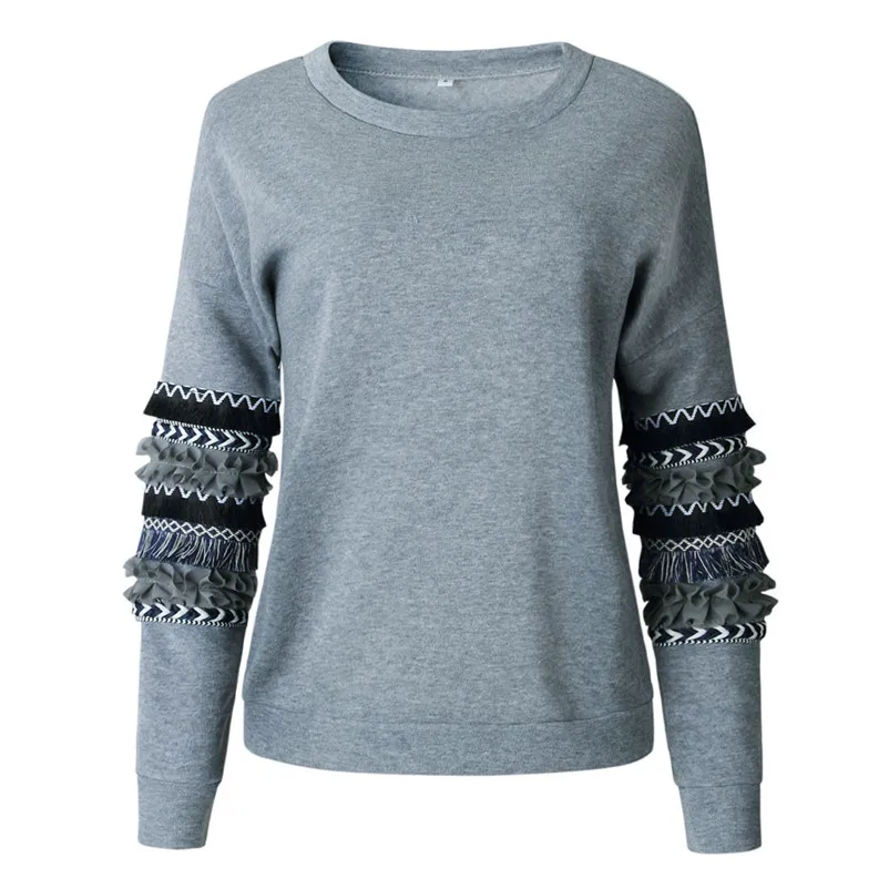 HOT sell sweaters fashion 2018 women Stripe Patchwork Long Sleeve Sweat shirt Pullover Shirt Tops Blouse Invierno O09#N (8)