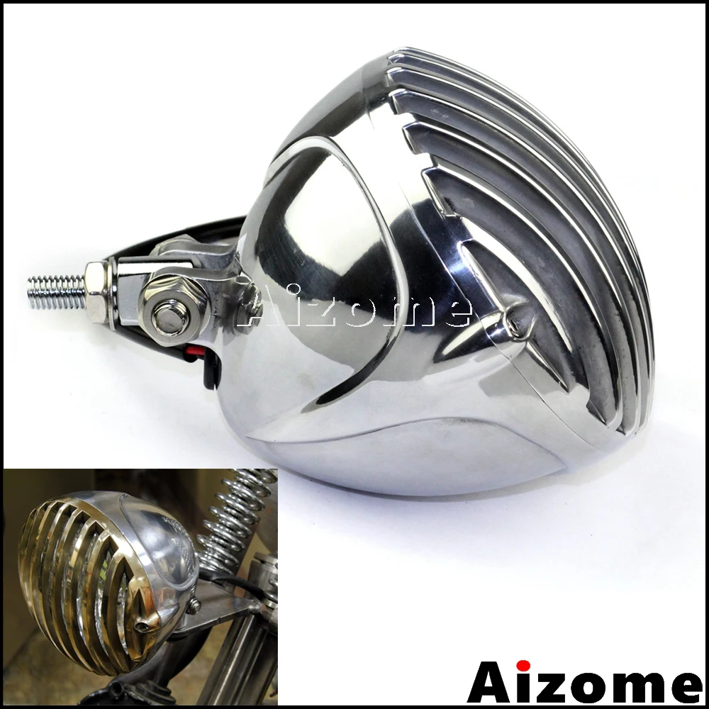 LOW VINTAGE EARED SOLID BRASS /& ALLOY 5.5/" HEADLIGHT HARLEY XS650 BOBBER CHOPPER