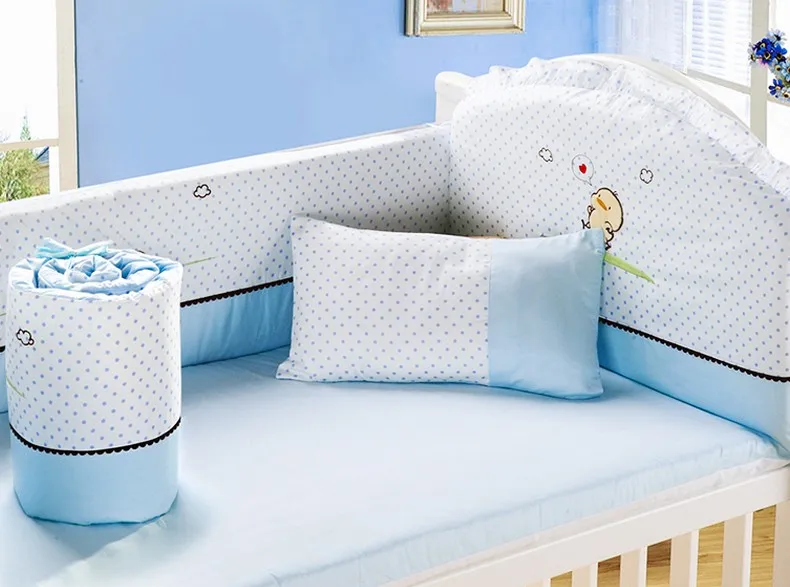 Акция! 6 шт. детское постельное белье комплект из хлопка для маленьких мальчиков кроватки, постельные наборы бампер для кроватки, включают(4 бамперы+ лист+ подушка