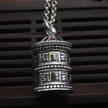 

New Arrival Pure S925 Sterling Silver Women's Men Om Mani Padme Hum Pendant 42x20mm