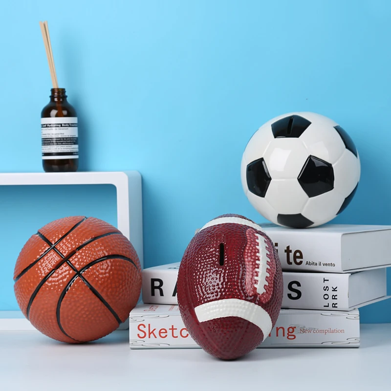 Креативная керамическая футбольная копилка, домашний декор, ремесло, украшение комнаты, предметы, мультяшный детский спортивный мяч, копилка, подарки для мальчика