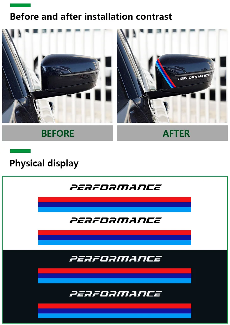 2PC New Style Rearview Mirror Stickers Decoration For bmw e90 e46 f30 f10 f07 f34