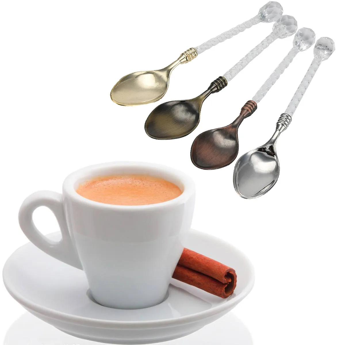 

Spoon Sugar Tea Dessert Cake Retro Coffee Crystal Handle Small Coffee Spoon Sugar Tea Dessert Cutlery Kitchen Tableware #or