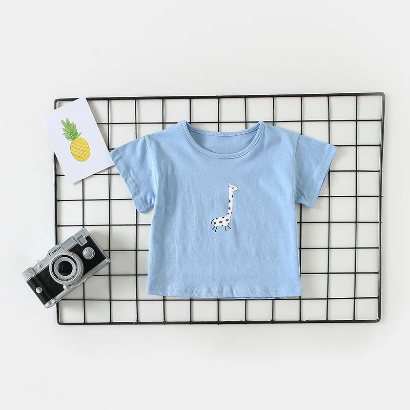 От 1 до 3 лет для маленьких мальчиков с рисунком жирафа футболка детские футболки, 100% хлопок короткий рукав детская топы для девочек