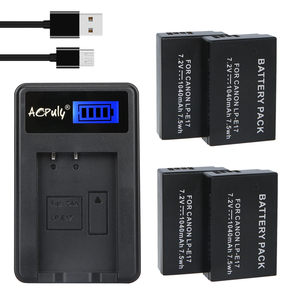 4Pc Batterie LP E17 LPE17 LP E17 Camera Battery Bateria AKKU + LCD USB