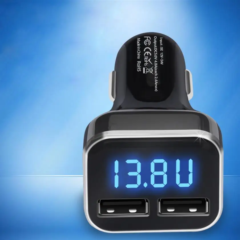 

New Dual USB Car Cigarette Charger with LED Display Volt Amp Meter DC 4.8A 5V Wonderful4.25/25%