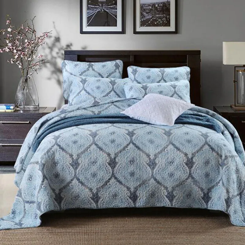 Quality Woven Cotton Bedspread Floral Patchwork Bedspreads Flower Pattern Bed Cover Queen King 