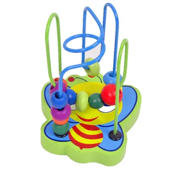 

Puzzle mini wooden beads around small animals threading building educational wood puzzles for children kids wooden toys gift