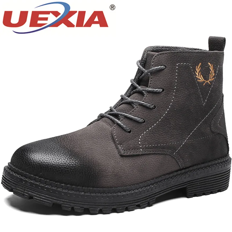 

UEXIA New Trend Fashion Boots Men's Brown Black Casual Brand Men Boots Anti-Slip Men Flats Shoes Comfortable Young Casual Boots