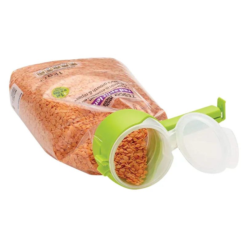Food Sealing Clip With Nozzle Bag Clip Pour Food Sealing Storage Seal Sealer Freezer Fridge Clamp Cover Fresh 35MR2207