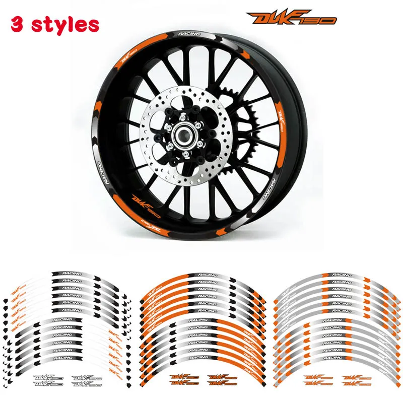 3 Color Motorcycle Reflective 17 inch Wheel Rim Stripe Decal Sticker