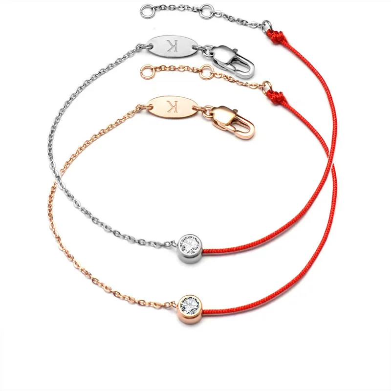 

Red Rope Bracelet Zircon Stainless Steel Chain Women Wrap Bracelet with Adjustable Famous Brand Design Bracelets Jewelry Gifts