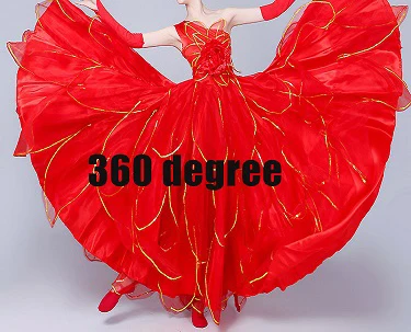 Фламенко платье фестиваль Цыганская юбка представление сцены Бальные Танцевальные Костюмы Леди соревнование шоу танцевальная одежда испанский DNV11574 - Цвет: Red360