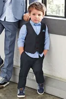 Custom Dark Grey Boy Summer Formal Wear Boy Kid Attire Clothes For Wedding Birthday Party Suits(Pants+Vest)