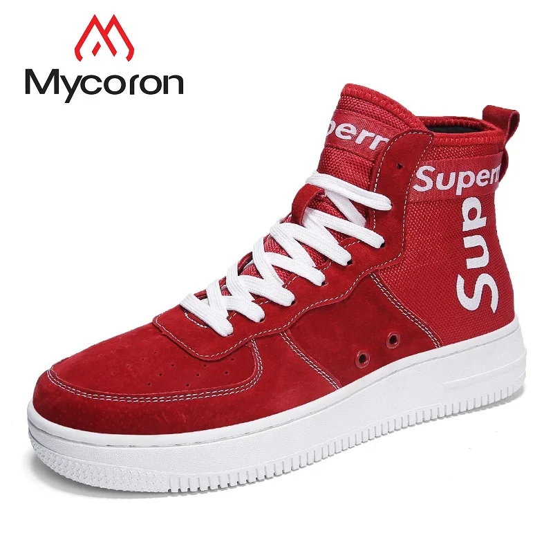 

MYCORON 2018 New Brand Men Shoes Luxury Fashion Men Boots High Top Sneakers Men 2018 Men Fashion Shoes Heren Schoenen Leer