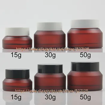 

15g 30g 50g red rose frosted(painted) glass jar with plastic lid,for eye cream/mask cream/facial cream/mini/sample container