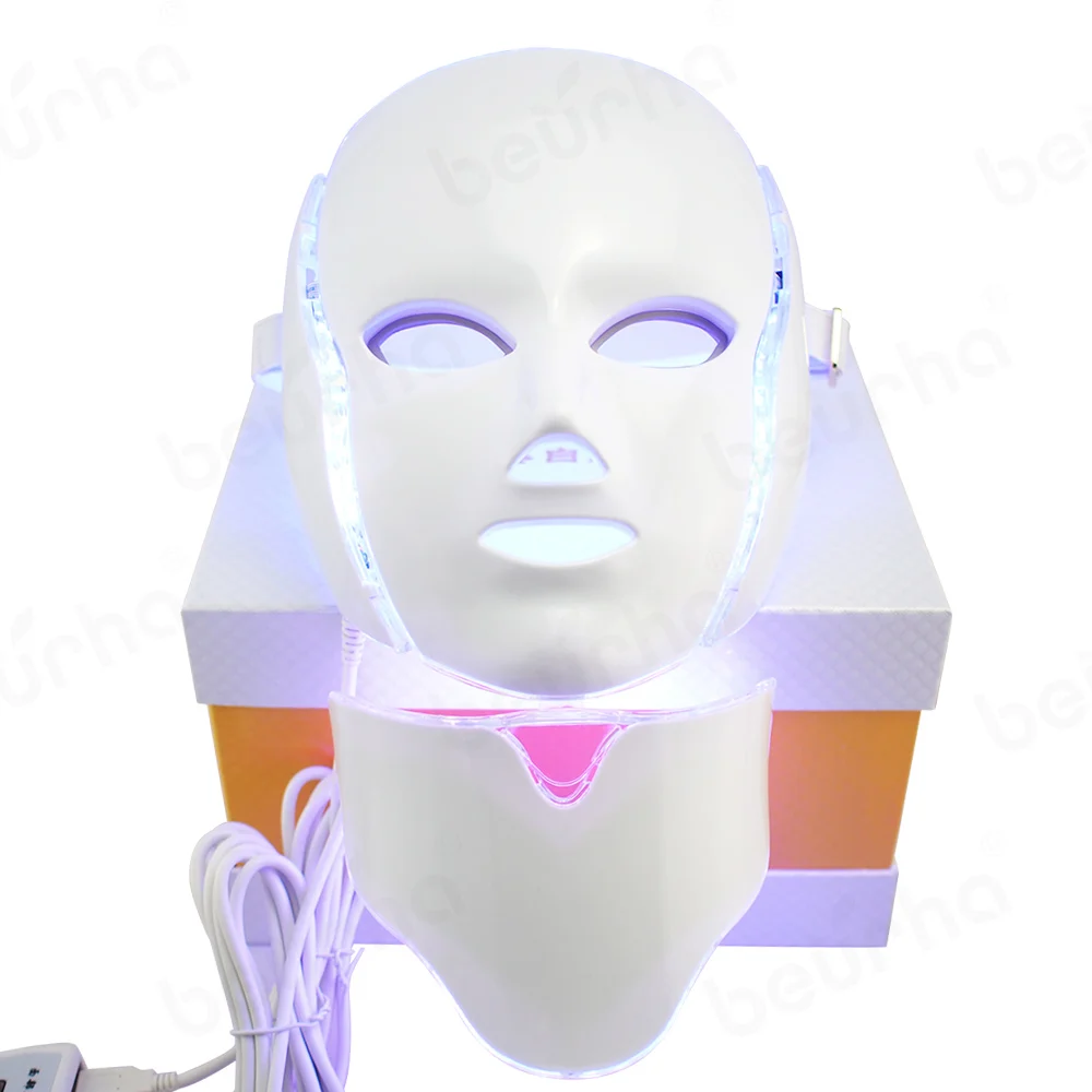 

7 Colors Light LED Facial Mask With Neck Face Skin Rejuvenation Wrinkle Removal Anti Acne Therapy Whitening Beauty Instrument