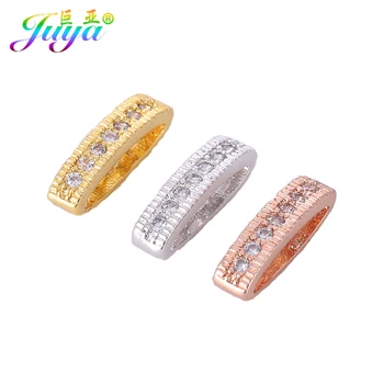 

Juya DIY Metal Beads Wholesale Cubic Zirconia 3 Holes 5 Hole Spacer Beads Women Pearls Jewelry Making Handmade Jewelry Beads