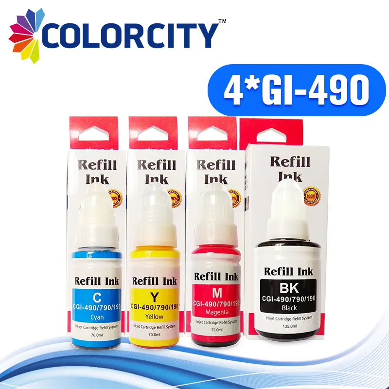 1set compatible ink refill kit GI 490 GI490 dye ink for canon pixma G1400 G2400 G3400 G1000