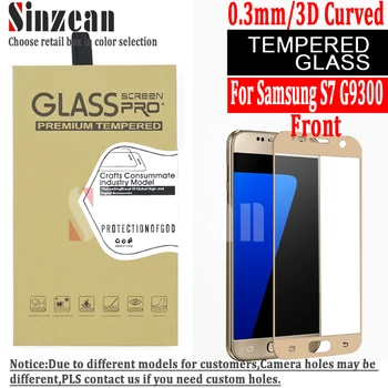 

Sinzean 100pcs S7 G9300 3D full covered tempered glass For samsung galaxy S7 3D Curved tempered glass screen protector