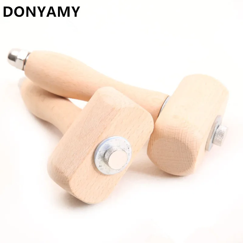 

DONYAMY Wood Hammer Craftsman Handmade Leather Craft Hammer Leathercraft Tool