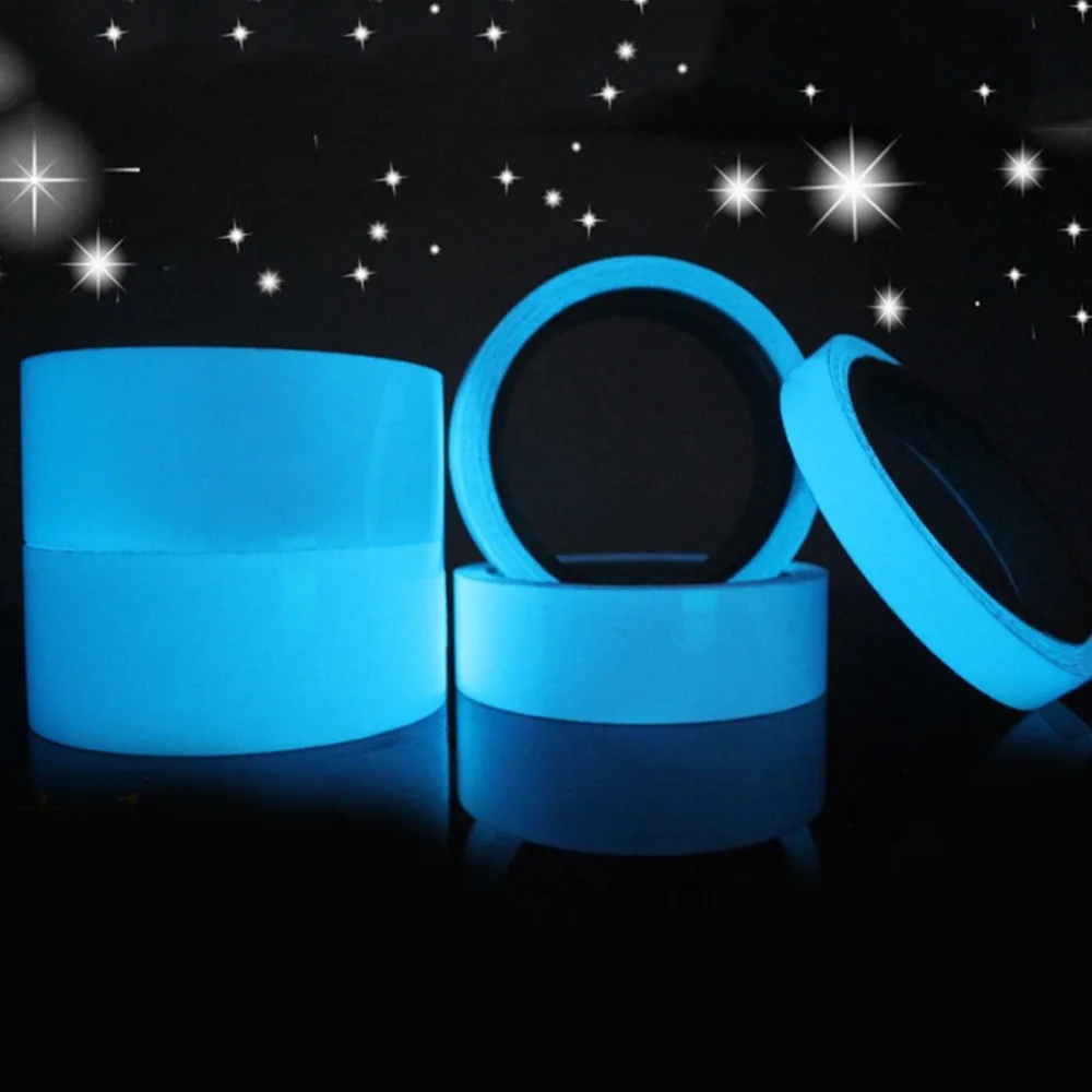 Голубой Световой Лента Люминесцентная самоклеющаяся Стикеры вечерние Этап украшения серебристых светящиеся Предупреждение ленты