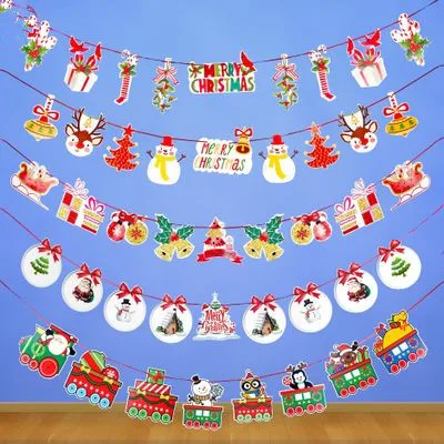 Рождественская гирлянда, рождественские украшения, лента для дома, елка, украшения Санта Снеговик Noel флаги, Новогодняя гирлянда