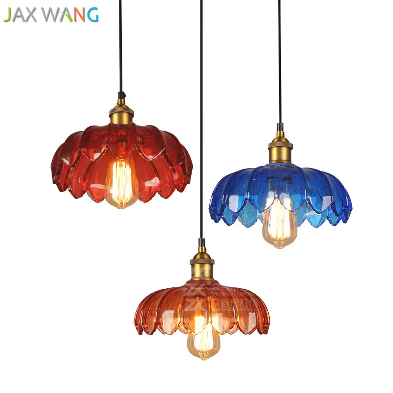

American Style Creative personaliy pendant light Industrial retro pendant light Lotus single head colorful pendant light