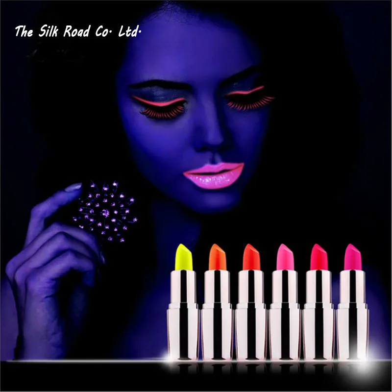 

6 Colors Available Glow In The Dark Lipsticks Makeup Shiny Party Fluorescent Luminous Lip Stick Lip Gloss New X2
