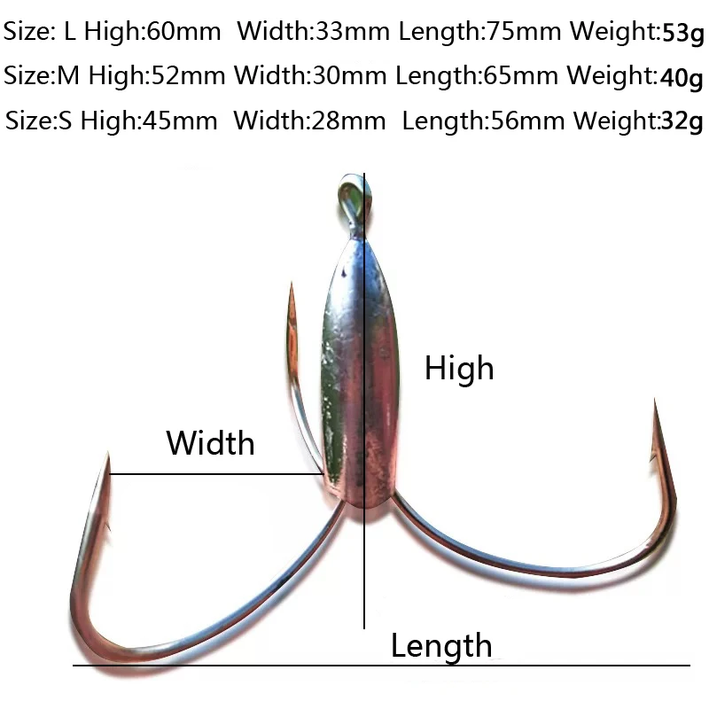 1 шт. 32 г 40 г 53 г 60 г заточенные большие рыболовные тройные крючки с свинцом вес грузила рыболовный крючок рыболовные снасти инструменты аксессуары
