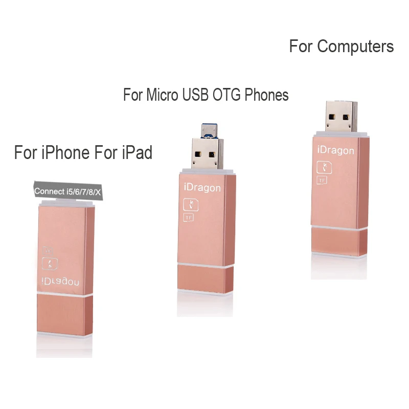 3in1 USB картридер 2 микро-sd TF Card Reader exFAT писатель для iphone 8 PLUS X 5/5S/6/6s Плюс/7 plus для ipad/Android OTG телефон ПК