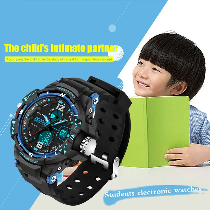New fashion SANDA brand children's sports watch LED digital quartz children's watch boy girl student multi-function watch
