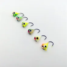 Winter Ice Fishing Hook Lure Mini Metal Bait Fish 6Pcs 15mm/1.1g Lead Head Hook Bait Jigging Fishing Tackle
