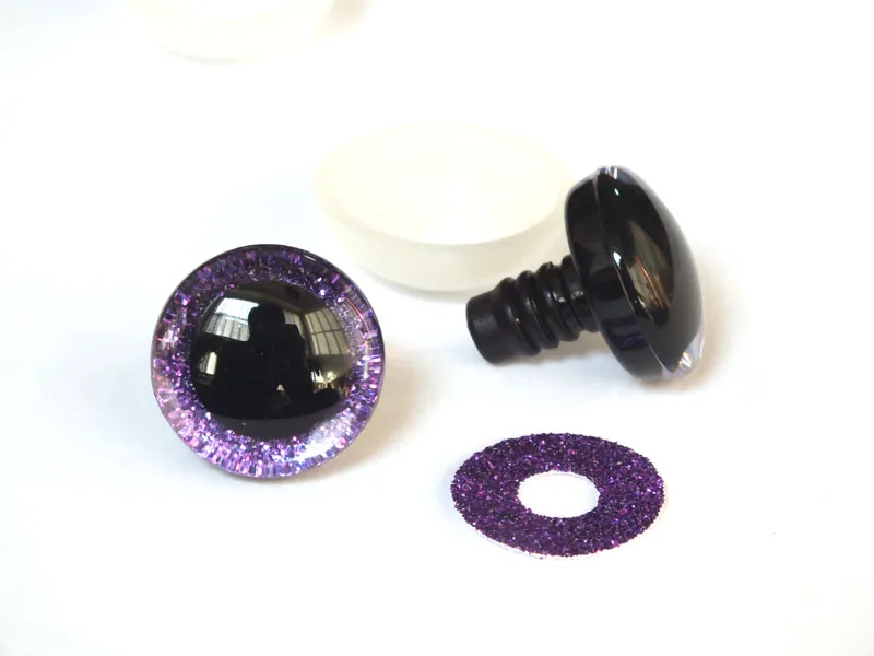 20pcs 12mm/14mm/16mm/20mm/25mm clear trapezoid plastic safety toy eyes + glitter Nonwovens -Can choose size and color 3