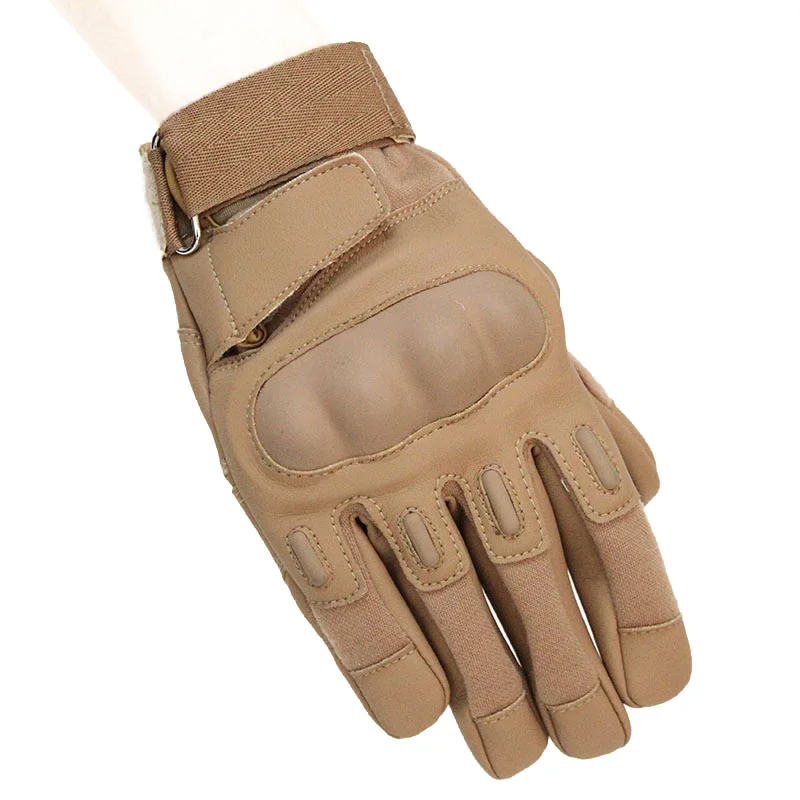 Тактические Черные перчатки с полным пальцем из искусственной кожи HellStorm военные армейские страйкбол Регулируемые защитные походные перчатки - Цвет: Tan