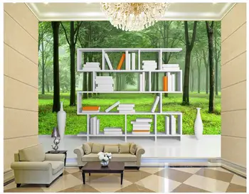 

Home Decoration 3D Creative Bookshelf forest backdrop 3d wall murals wallpaper custom photo wallpaper