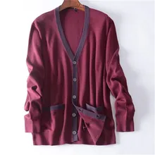 Новое поступление хлопок Vneck вязаный мужской модный однотонный свободный однобортный пуловер свитер m-xl розничная оптом