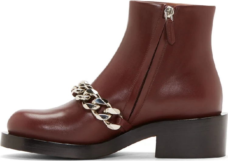 red low heel ankle boots