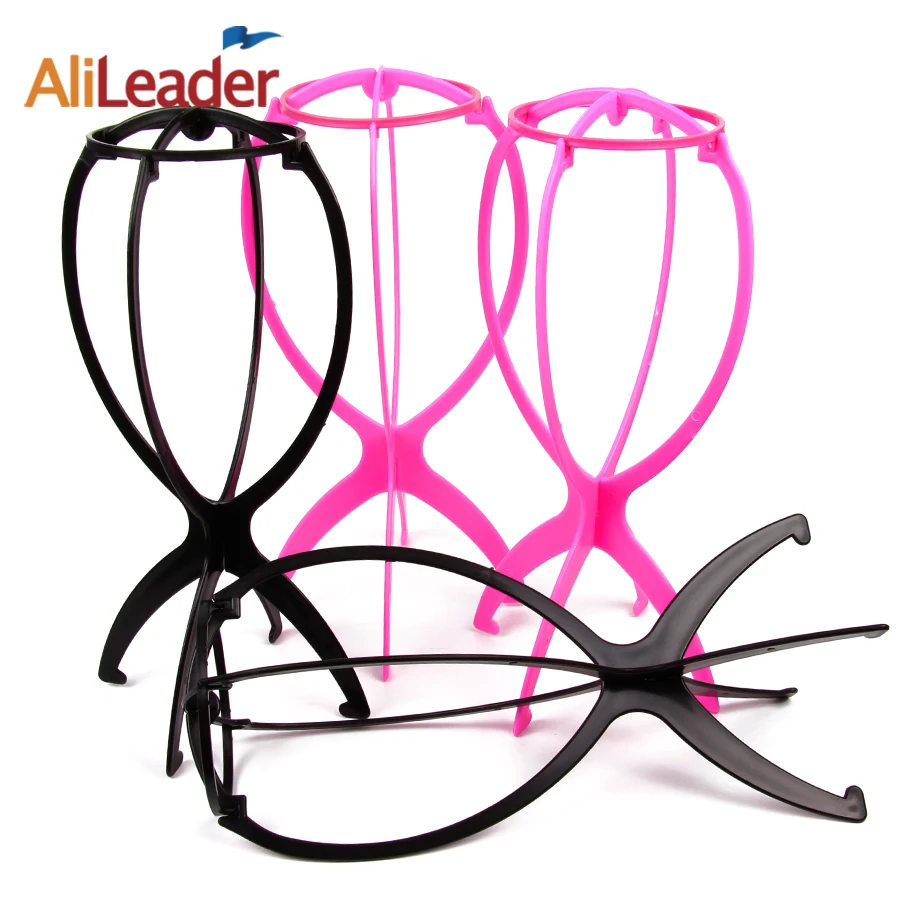 

Top Quality Professional Wig Stand Plastic Wig Holders For Styling Wig Stable Durable Wig Support Display Tool Black/Pink Color