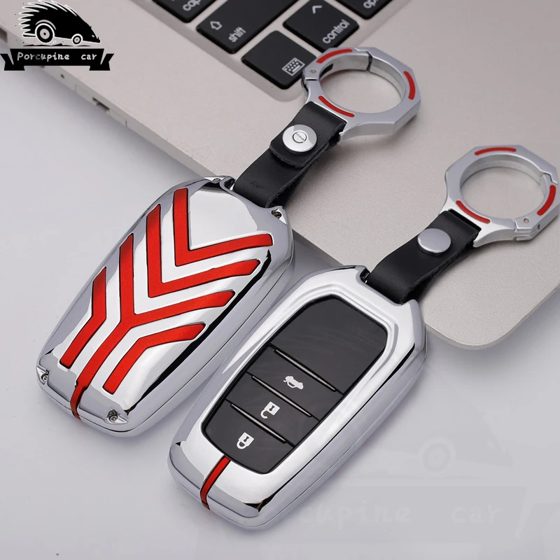 

Zinc alloy Key Car Cover Case For Toyota Land Cruiser Chr C-hr 200 Auris Avensis Corolla Crown Camry Style Car Key Ring Holder