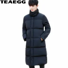 TEAEGG черная длинная парка для мужчин Homme Пальто тонкая хлопковая стеганая мужская зимняя куртка мужские зимние парки верхняя одежда Veste Homme AL458