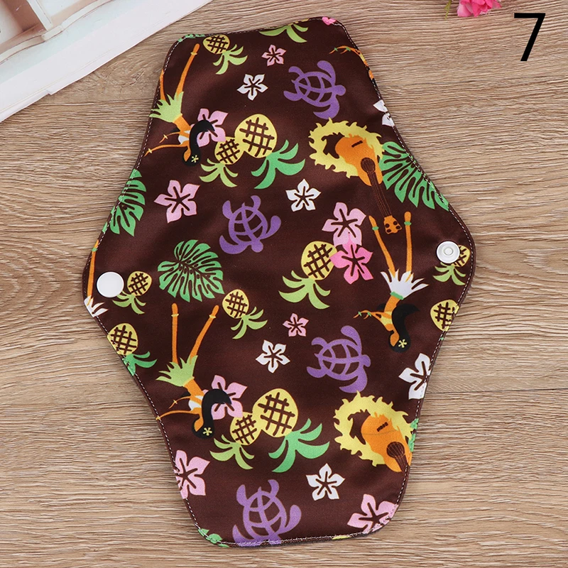 1PCS Flower Printed Bamboo Charcoal Fleece Inner Lady Cloth Menstrual Pads,Reusable Waterproof Mummy Pads For Women - Цвет: 7